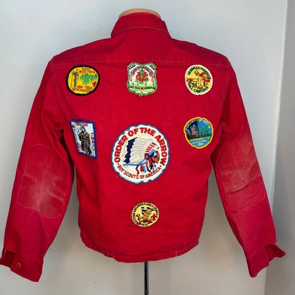 Vintage 1960s Boy Scouts of America Red Jacket 60s/70s BSA Camp Patches Small